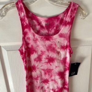 Gap Pink Tie-Dye Ribbed Tank Top | Small